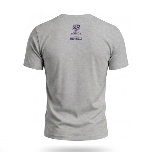 Hello Kitty Adults Unisex Grey Cricket Club Logo Tee