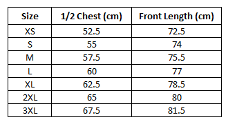 Size chart for Adults Unisex Navy World Cup Tee ***PRE-ORDER***